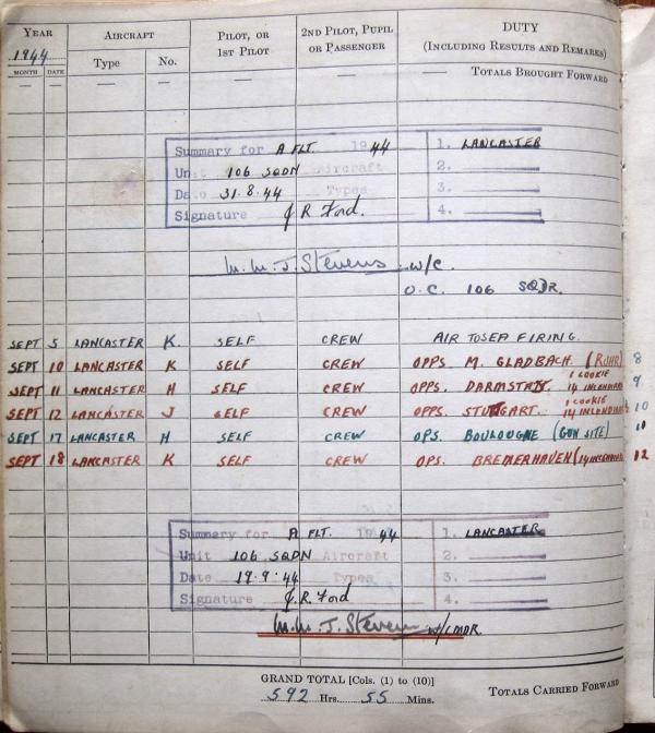 07 Logbook September 1944 106 Sqn